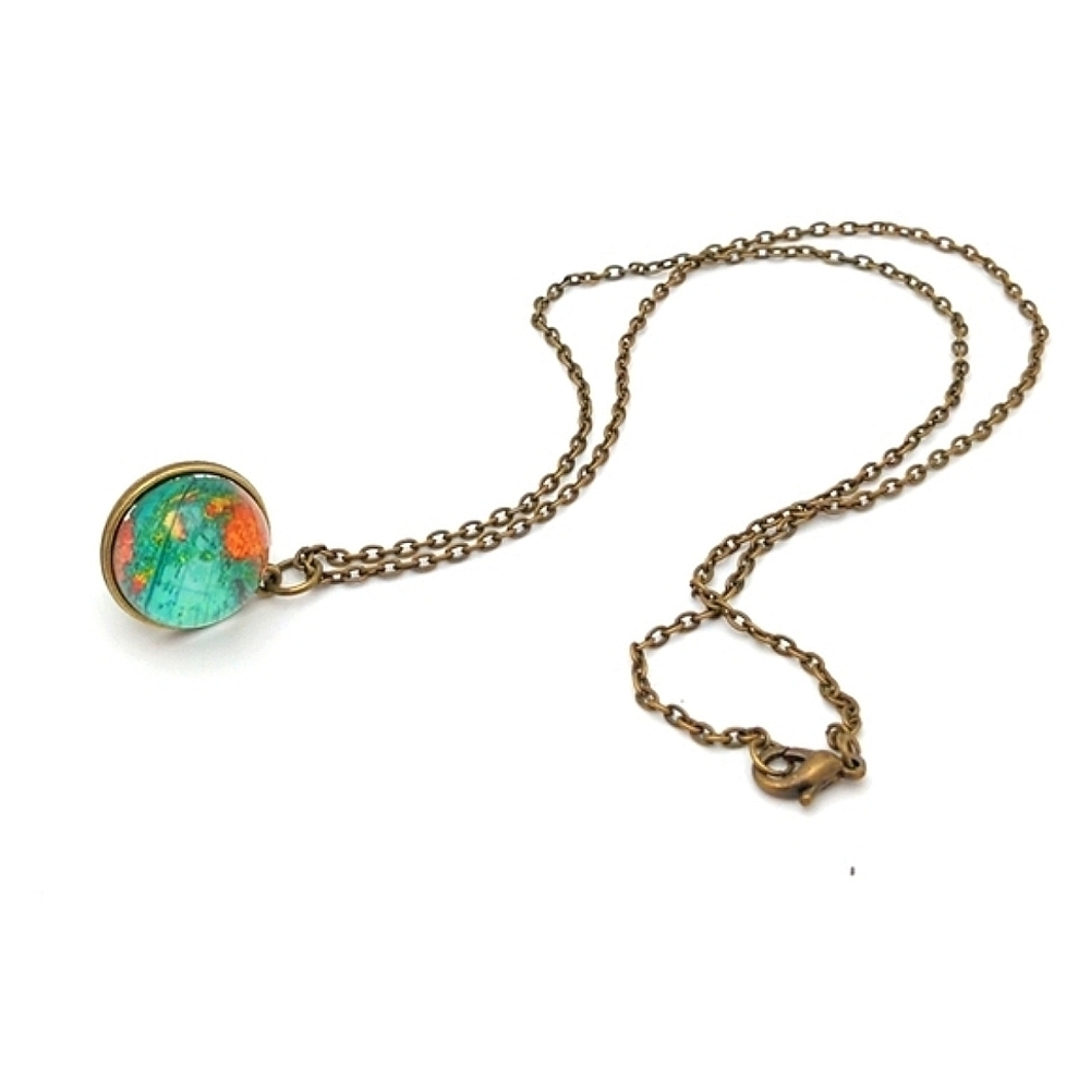 Glow in Dark Earth Charm Necklace-Brass Chain - Picture 3 of 6